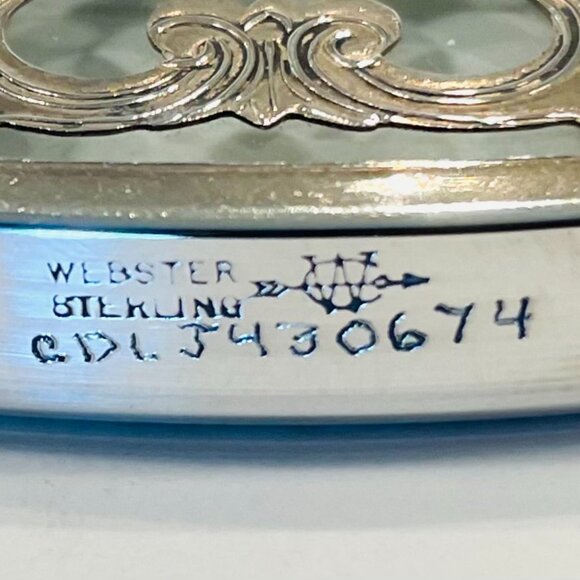 Webster Sterling Floral Chasing Engraving On Glass Trivet - Picture 3 of 6